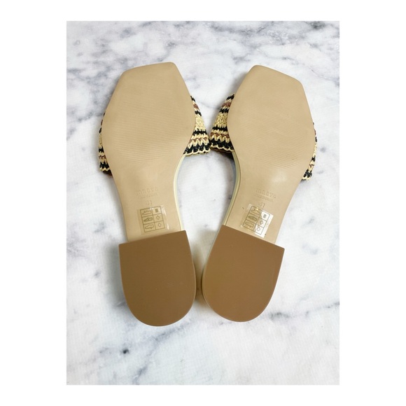 Anthropologie Maeve Coralie Raffia Striped Square Toe Slide Sandals Sz 41 - Picture 8 of 10